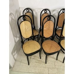LOTTO 8 SEDIE ITALCOMMA SALA SALOTTO LEGNO FAGGIO ANNI 80 PAGLIA STILE THONET