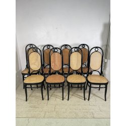 LOTTO 8 SEDIE ITALCOMMA SALA SALOTTO LEGNO FAGGIO ANNI 80 PAGLIA STILE THONET