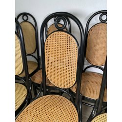 LOTTO 8 SEDIE ITALCOMMA SALA SALOTTO LEGNO FAGGIO ANNI 80 PAGLIA STILE THONET
