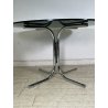 TAVOLO PRANZO ROTONDO DESIGN Gastone Rinaldi ANNI 70 METALLO CROMATO VETRO ø120