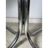 TAVOLO PRANZO ROTONDO DESIGN Gastone Rinaldi ANNI 70 METALLO CROMATO VETRO ø120