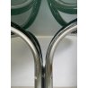 TAVOLO PRANZO ROTONDO DESIGN Gastone Rinaldi ANNI 70 METALLO CROMATO VETRO ø120