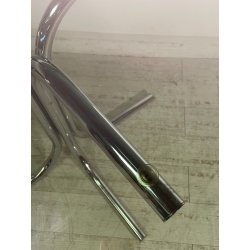 TAVOLO PRANZO ROTONDO DESIGN Gastone Rinaldi ANNI 70 METALLO CROMATO VETRO ø120