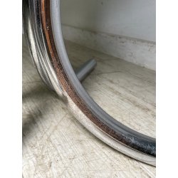 TAVOLO PRANZO ROTONDO DESIGN Gastone Rinaldi ANNI 70 METALLO CROMATO VETRO ø120