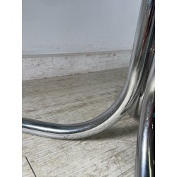TAVOLO PRANZO ROTONDO DESIGN Gastone Rinaldi ANNI 70 METALLO CROMATO VETRO ø120