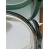 TAVOLO PRANZO ROTONDO DESIGN Gastone Rinaldi ANNI 70 METALLO CROMATO VETRO ø120