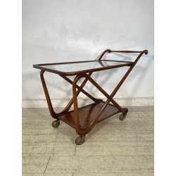 ANTICO CARRELLO PORTAVIVANDE STILE PAOLO BUFFA ANNI 50 LEGNO VETRO BAR PORTATA