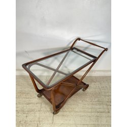 ANTICO CARRELLO PORTAVIVANDE STILE PAOLO BUFFA ANNI 50 LEGNO VETRO BAR PORTATA