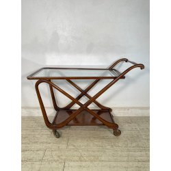 ANTICO CARRELLO PORTAVIVANDE STILE PAOLO BUFFA ANNI 50 LEGNO VETRO BAR PORTATA
