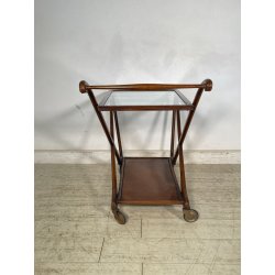 ANTICO CARRELLO PORTAVIVANDE STILE PAOLO BUFFA ANNI 50 LEGNO VETRO BAR PORTATA
