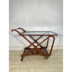 ANTICO CARRELLO PORTAVIVANDE STILE PAOLO BUFFA ANNI 50 LEGNO VETRO BAR PORTATA