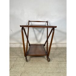 ANTICO CARRELLO PORTAVIVANDE STILE PAOLO BUFFA ANNI 50 LEGNO VETRO BAR PORTATA