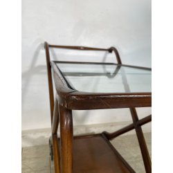 ANTICO CARRELLO PORTAVIVANDE STILE PAOLO BUFFA ANNI 50 LEGNO VETRO BAR PORTATA