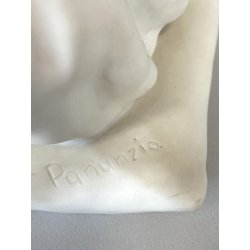 SCULTURA CERAMICA BISCUIT BIANCA Arturo Pannunzio BIMBA CON CANE ART DECO 1932