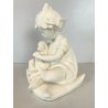 SCULTURA CERAMICA BISCUIT BIANCA Arturo Pannunzio BIMBA CON CANE ART DECO 1932