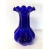GRANDE VASO VETRO SOFFIATO BLU MURANO DESIGN PORTAFIORI FIORE ITALIAN GLASS ART