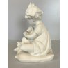 SCULTURA CERAMICA BISCUIT BIANCA Arturo Pannunzio BIMBA CON CANE ART DECO 1932