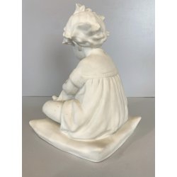 SCULTURA CERAMICA BISCUIT BIANCA Arturo Pannunzio BIMBA CON CANE ART DECO 1932