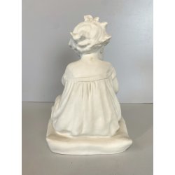 SCULTURA CERAMICA BISCUIT BIANCA Arturo Pannunzio BIMBA CON CANE ART DECO 1932
