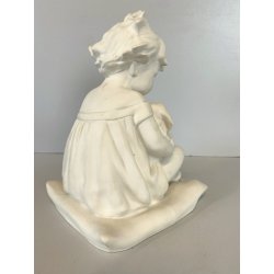 SCULTURA CERAMICA BISCUIT BIANCA Arturo Pannunzio BIMBA CON CANE ART DECO 1932
