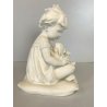 SCULTURA CERAMICA BISCUIT BIANCA Arturo Pannunzio BIMBA CON CANE ART DECO 1932
