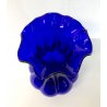 GRANDE VASO VETRO SOFFIATO BLU MURANO DESIGN PORTAFIORI FIORE ITALIAN GLASS ART