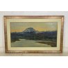DIPINTO OLIO Carlo Monti VEDUTA PAESAGGIO LACUSTRE LAGO MAGGIORE MONTAGNE