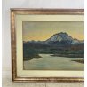 DIPINTO OLIO Carlo Monti VEDUTA PAESAGGIO LACUSTRE LAGO MAGGIORE MONTAGNE