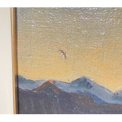 DIPINTO OLIO Carlo Monti VEDUTA PAESAGGIO LACUSTRE LAGO MAGGIORE MONTAGNE