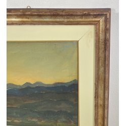 DIPINTO OLIO Carlo Monti VEDUTA PAESAGGIO LACUSTRE LAGO MAGGIORE MONTAGNE