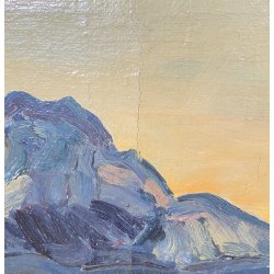 DIPINTO OLIO Carlo Monti VEDUTA PAESAGGIO LACUSTRE LAGO MAGGIORE MONTAGNE