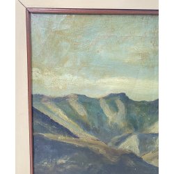 DIPINTO OLIO Carlo Monti VEDUTA PAESAGGIO LACUSTRE LAGO MAGGIORE MONTAGNE
