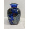 VASO VETRO BLU COBALTO DECORO ARGENTO FOGLIATO SILVER OVERLAY ART DECO' '900