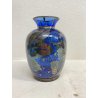 VASO VETRO BLU COBALTO DECORO ARGENTO FOGLIATO SILVER OVERLAY ART DECO' '900