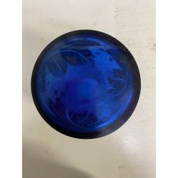 VASO VETRO BLU COBALTO DECORO ARGENTO FOGLIATO SILVER OVERLAY ART DECO' '900