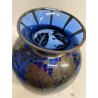 VASO VETRO BLU COBALTO DECORO ARGENTO FOGLIATO SILVER OVERLAY ART DECO' '900
