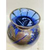 VASO VETRO BLU COBALTO DECORO ARGENTO FOGLIATO SILVER OVERLAY ART DECO' '900