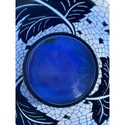 VASO VETRO BLU COBALTO DECORO ARGENTO FOGLIATO SILVER OVERLAY ART DECO' '900