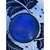 VASO VETRO BLU COBALTO DECORO ARGENTO FOGLIATO SILVER OVERLAY ART DECO' '900