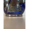 VASO VETRO BLU COBALTO DECORO ARGENTO FOGLIATO SILVER OVERLAY ART DECO' '900