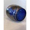VASO VETRO BLU COBALTO DECORO ARGENTO FOGLIATO SILVER OVERLAY ART DECO' '900