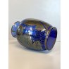 VASO VETRO BLU COBALTO DECORO ARGENTO FOGLIATO SILVER OVERLAY ART DECO' '900