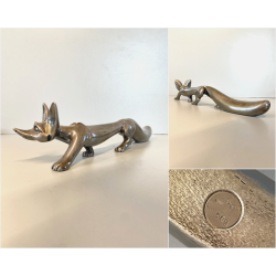 VOLPE STILIZZATA RIVESTITA PUNZONATA  ARGENTO FIORENTINO 990 STILE ART DECò 33cm