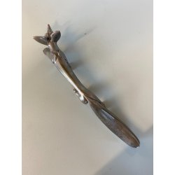 VOLPE STILIZZATA RIVESTITA PUNZONATA  ARGENTO FIORENTINO 990 STILE ART DECò 33cm