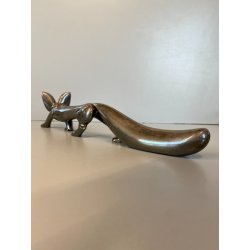 VOLPE STILIZZATA RIVESTITA PUNZONATA  ARGENTO FIORENTINO 990 STILE ART DECò 33cm