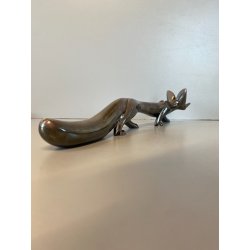 VOLPE STILIZZATA RIVESTITA PUNZONATA  ARGENTO FIORENTINO 990 STILE ART DECò 33cm