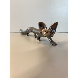 VOLPE STILIZZATA RIVESTITA PUNZONATA  ARGENTO FIORENTINO 990 STILE ART DECò 33cm