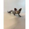 VOLPE STILIZZATA RIVESTITA PUNZONATA  ARGENTO FIORENTINO 990 STILE ART DECò 33cm