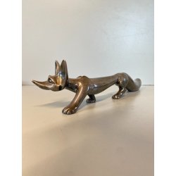 VOLPE STILIZZATA RIVESTITA PUNZONATA  ARGENTO FIORENTINO 990 STILE ART DECò 33cm
