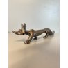 VOLPE STILIZZATA RIVESTITA PUNZONATA  ARGENTO FIORENTINO 990 STILE ART DECò 33cm